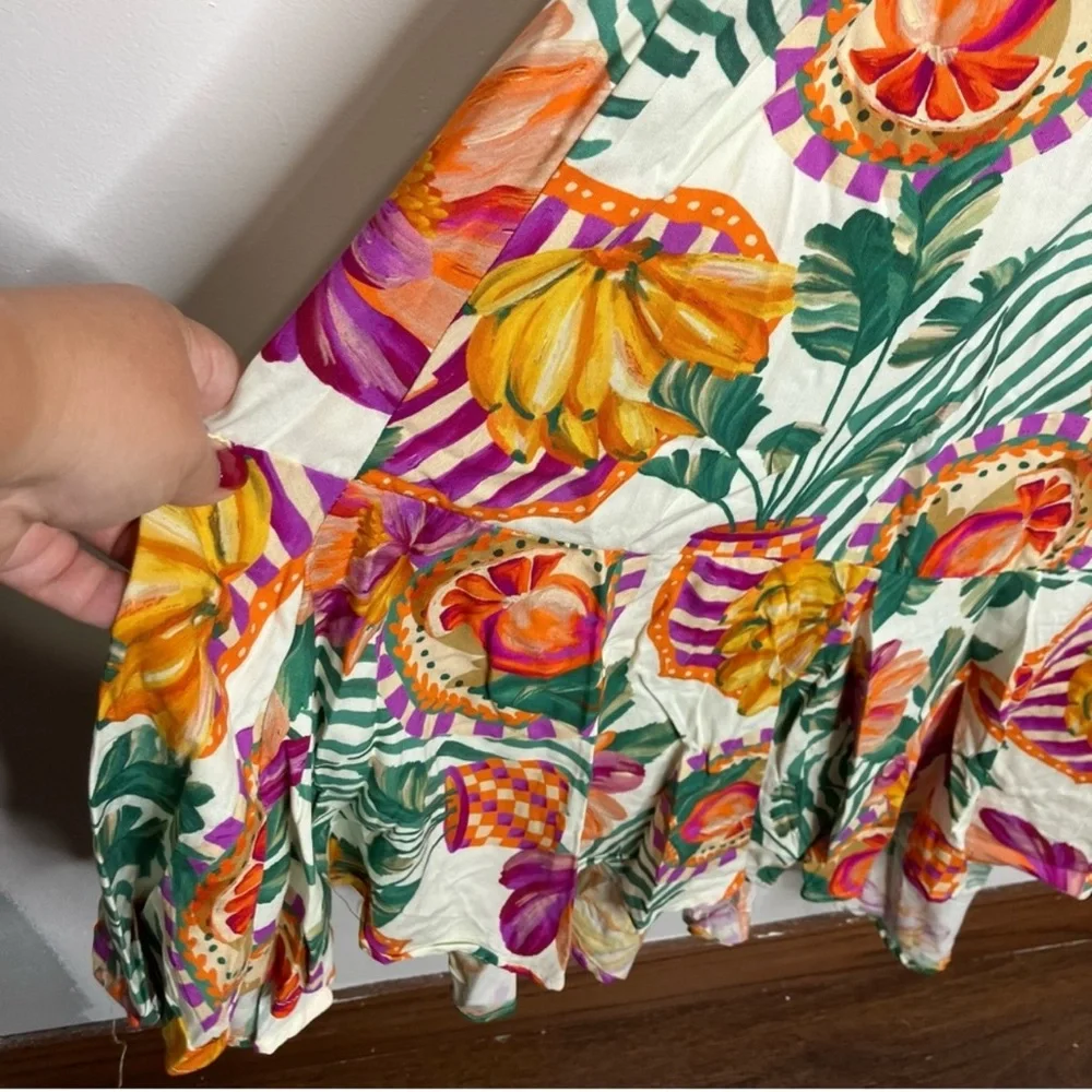 Anthropologie Paper Heart maxi sundress multicolor fruit pattern women’s‎ S